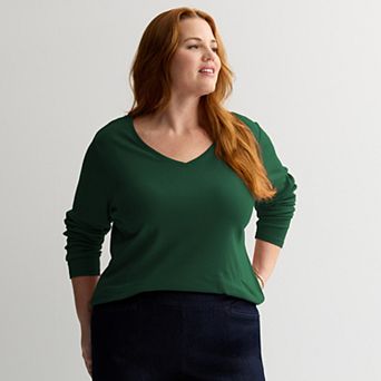 Plus Size Croft & Barrow® Essential V-Neck Top