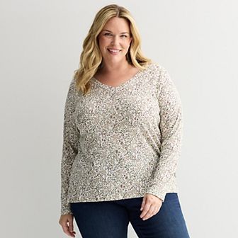 Plus Size Croft & Barrow® Essential V-Neck Top