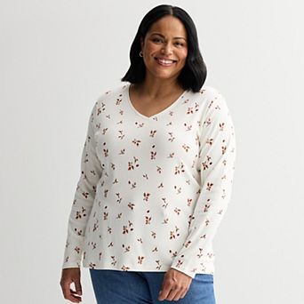 Plus Size Croft & Barrow® Essential V-Neck Top