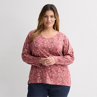 Plus Size Croft & Barrow® Essential V-Neck Top