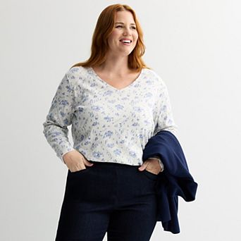 Plus Size Croft & Barrow® Essential V-Neck Top