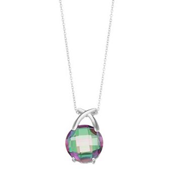 Rosabella Sterling Silver Multicolored Quartz Pendant Necklace