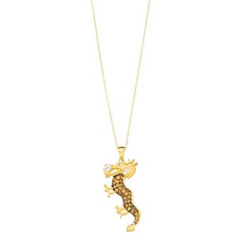 Rosabella 14k Gold Over Silver Citrine & White Topaz Dragon Pendant Necklace