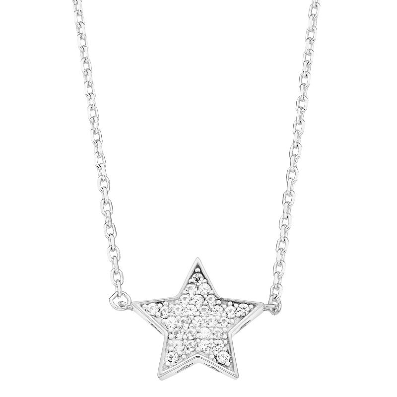 Sterling Silver Lab-Created White Sapphire Star Necklace, Womens, Size: 1