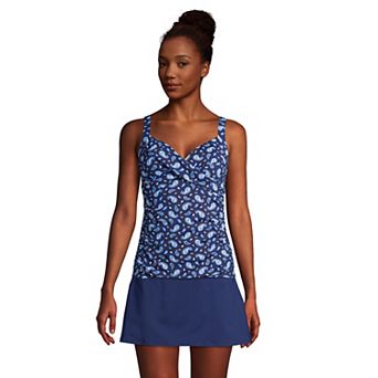 Women's Lands' End Bust Enhancer UPF 50 Underwire Tummy Control Tankini Swimsuit Top