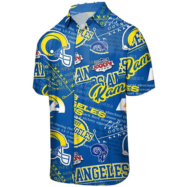 FOCO Men's Royal Los Angeles Rams Thematic Button-Up Shirt Royal Blue