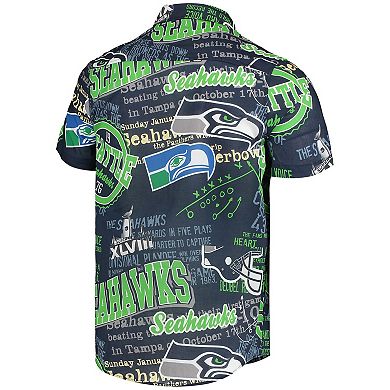 Men's FOCO College Navy Seattle Seahawks Thematic Button-Up Shirt