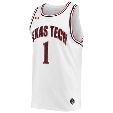 Men's Under Armour #1 White Texas Tech Red Raiders Replica Basketball Jersey