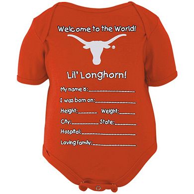 Texas Longhorns Newborn Welcome to the World Creeper - Burnt Orange
