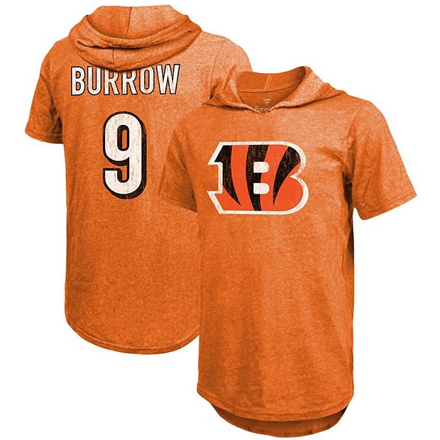 Men's Majestic Threads Joe Burrow Orange Cincinnati Bengals