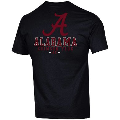 Men's Champion Black Alabama Crimson Tide Team Stack 2-Hit T-Shirt