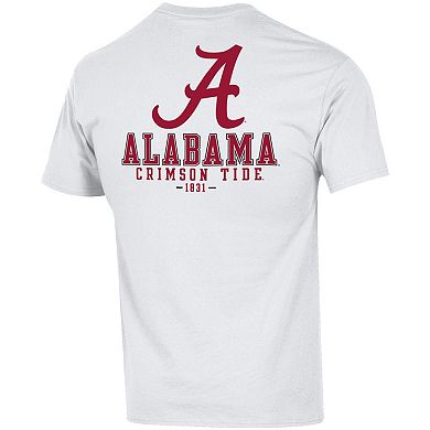 Men's Champion White Alabama Crimson Tide Team Stack 2-Hit T-Shirt