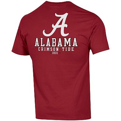 Men's Champion Crimson Alabama Crimson Tide Team Stack 2-Hit T-Shirt