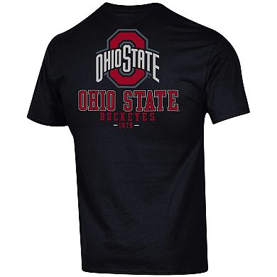 Men's Champion Black Ohio State Buckeyes Team Stack 2-Hit T-Shirt
