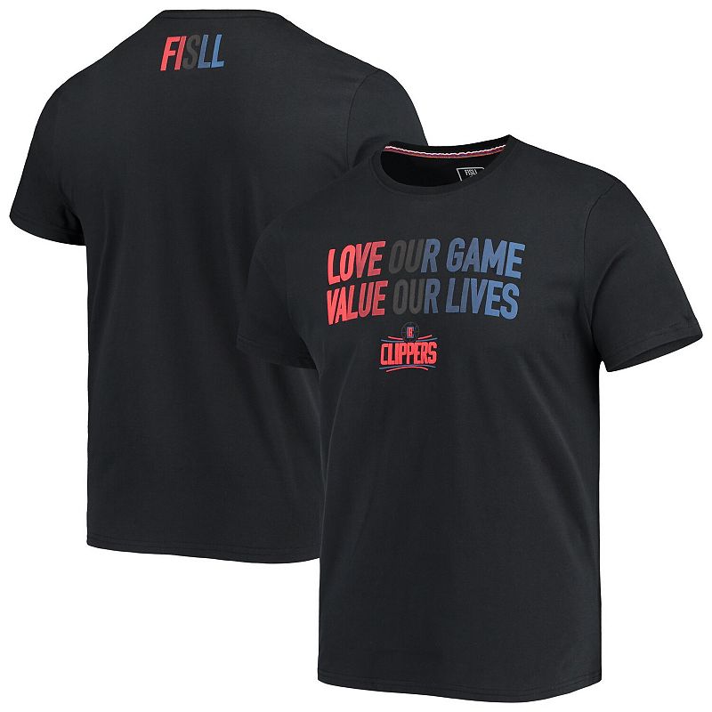 Mens FISLL Black LA Clippers Social Justice Team T-Shirt, Size: Medium, CL