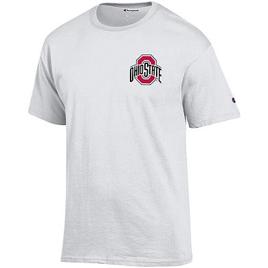 Men's Champion White Ohio State Buckeyes Team Stack 2-Hit T-Shirt