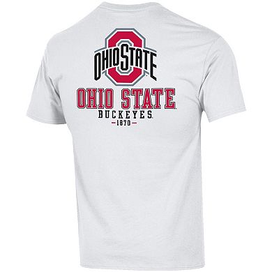 Men's Champion White Ohio State Buckeyes Team Stack 2-Hit T-Shirt