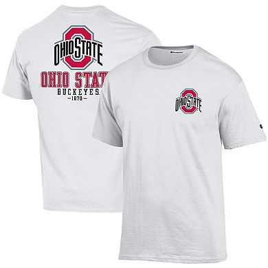 Men's Champion White Ohio State Buckeyes Team Stack 2-Hit T-Shirt