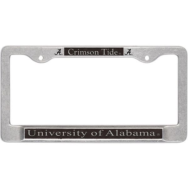 Black Rico Industries NCAA Alabama Crimson Tide Laser Cut Inlaid Standard Chrome License Plate Frame 6 x 12.25