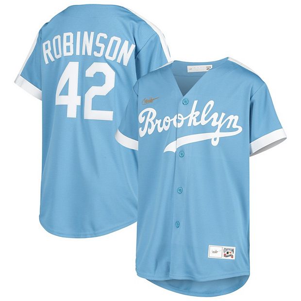 Youth Nike Jackie Robinson Light Blue Brooklyn Dodgers Alternate  Cooperstown Collection Player Jersey