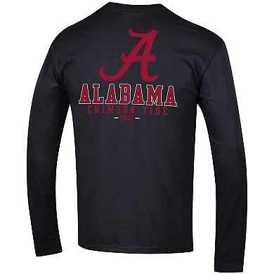 Men's Champion Black Alabama Crimson Tide Team Stack 3-Hit Long Sleeve T-Shirt