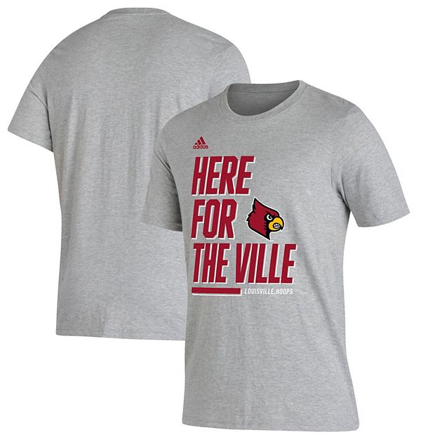 Men's adidas Heathered Gray Louisville Cardinals Here For Bench T-Shirt
