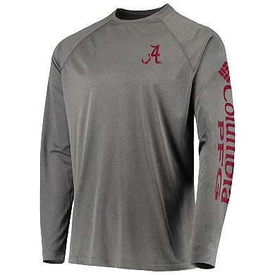 Men's Columbia Charcoal Alabama Crimson Tide Terminal Tackle Omni-Shade Raglan Long Sleeve T-Shirt