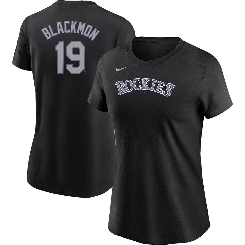Womens Nike Charlie Blackmon Black Colorado Rockies Name & Number T-Shirt,