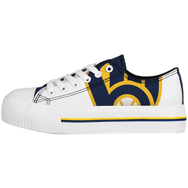 Women's FOCO Milwaukee Brewers Platform Canvas Shoes in White