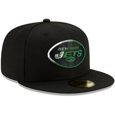 Men's New Era Black New York Jets Logo Color Dim 59FIFTY Fitted Hat