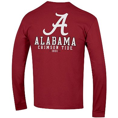 Men's Champion Crimson Alabama Crimson Tide Team Stack 3-Hit Long Sleeve T-Shirt