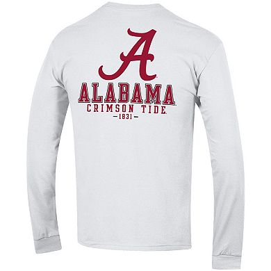 Men's Champion White Alabama Crimson Tide Team Stack 3-Hit Long Sleeve T-Shirt