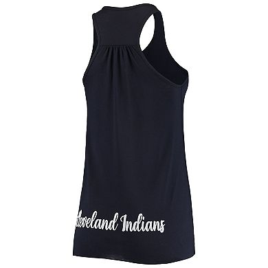 Women's Soft as a Grape Navy Cleveland Indians Front & Back Tank Top