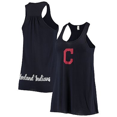 Women's Soft as a Grape Navy Cleveland Indians Front & Back Tank Top