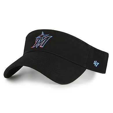 Men's '47 Black Miami Marlins Clean Up Logo Visor