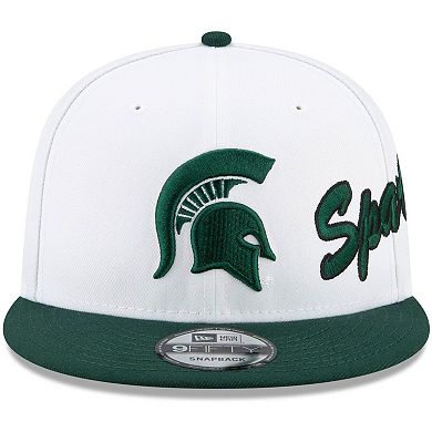 Men's New Era White/Green Michigan State Spartans Two-Tone Side Script ...