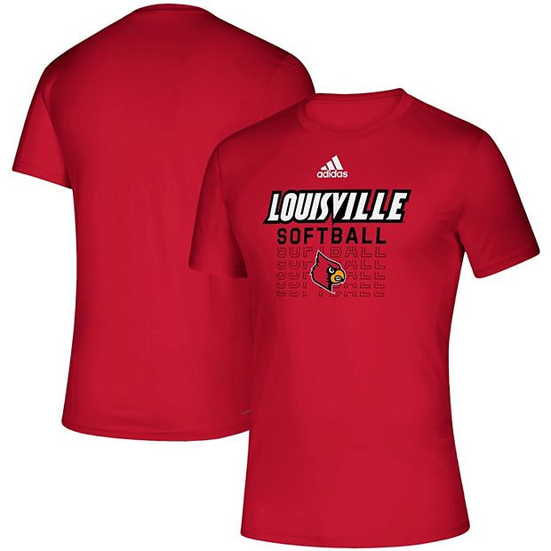 Adidas Louisville Cardinals T Shirt Mens Large Red Front Logo Polyester