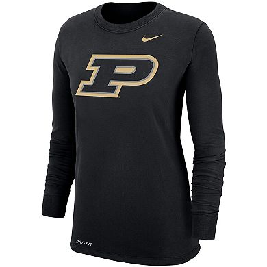 Women's Nike Black Purdue Boilermakers Logo Performance Long Sleeve T-Shirt