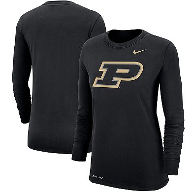 Women's Nike Black Purdue Boilermakers Logo Performance Long Sleeve T-Shirt