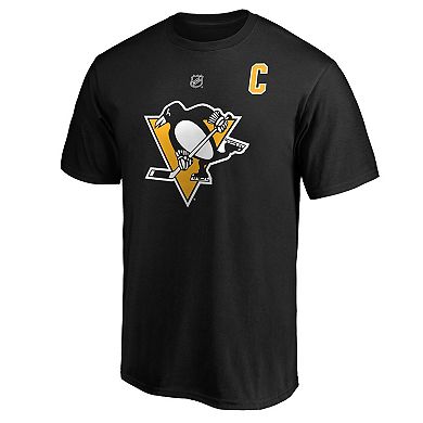 Men's Fanatics Branded Sidney Crosby Black Pittsburgh Penguins Big & Tall Captain Patch Name & Number T-Shirt