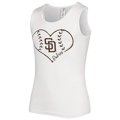 Girls Youth Soft as a Grape White San Diego Padres Team Tank Top