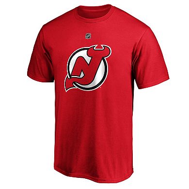 Men's Fanatics Branded Jack Hughes Red New Jersey Devils Big & Tall Name & Number T-Shirt