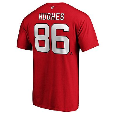 Men's Fanatics Branded Jack Hughes Red New Jersey Devils Big & Tall Name & Number T-Shirt