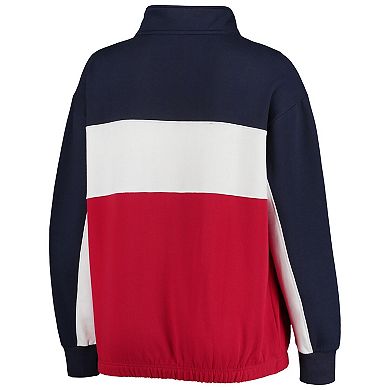 Women's Fanatics Branded Navy/Red Cleveland Indians Plus Size Colorblock Quarter-Zip Sweatshirt