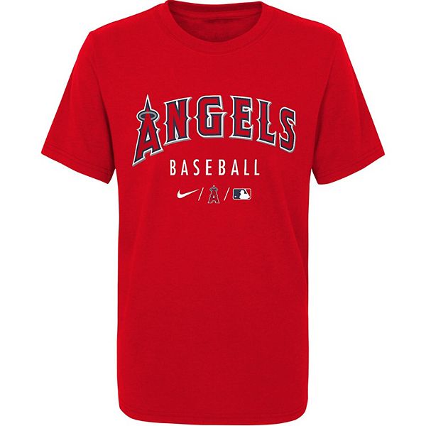 Youth Red Los Angeles Angels Wordmark Baseball T-Shirt