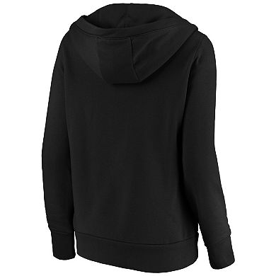 Women's Fanatics Branded Black Chicago White Sox Official Logo Crossover V-Neck Pullover Hoodie