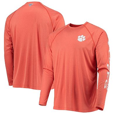 Men's Columbia Orange Clemson Tigers Terminal Tackle Omni-Shade Raglan Long Sleeve T-Shirt