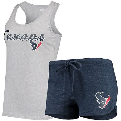 Women's Concepts Sport Heathered Gray/Navy Houston Texans Anchor Tank Top &  Shorts Sleep Set