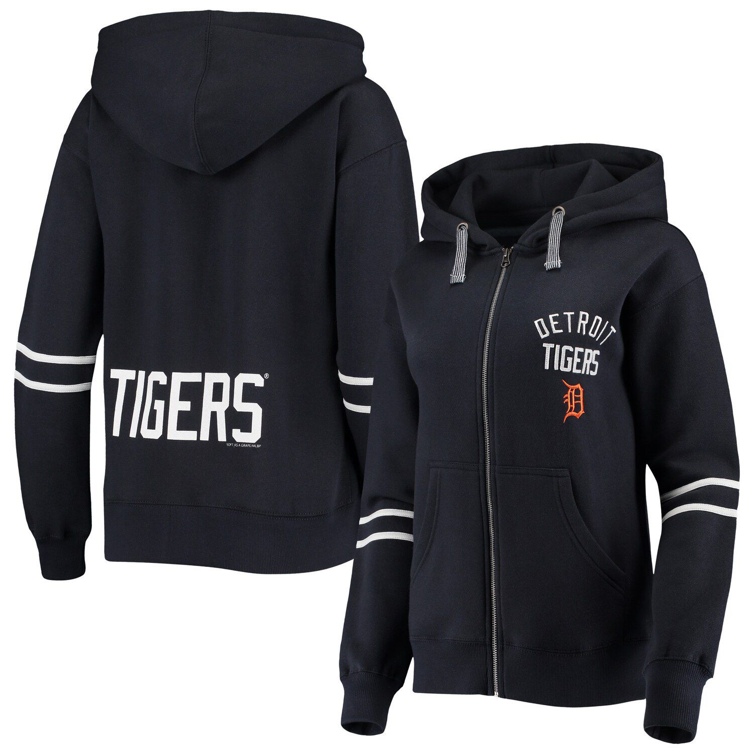 Image for Unbranded Women's Soft as a Grape Navy Detroit Tigers Full-Zip Hoodie Jacket at Kohl's.