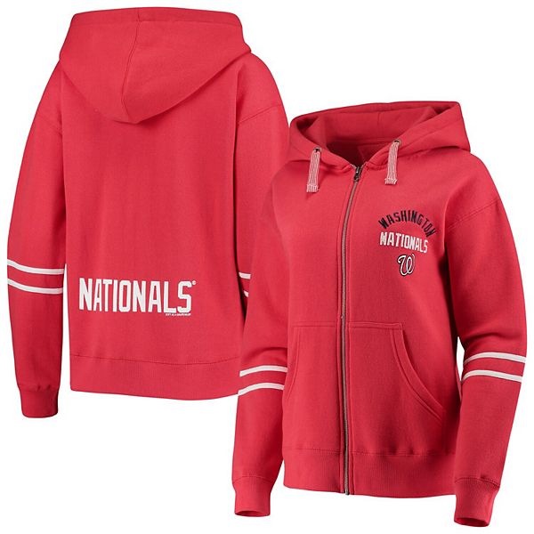 Youth Red Washington Nationals Team Color Wordmark Full-Zip Hoodie